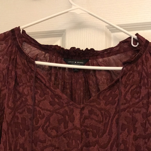 Lucky Brand semi sheer long sleeve blouse size small - Picture 5 of 15